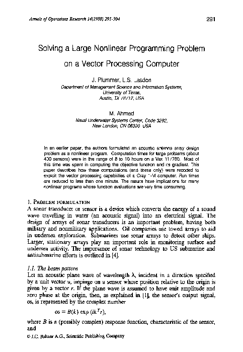 (PDF) Solving a large nonlinear programming problem on a vector ...