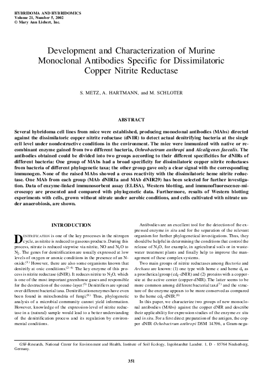 (PDF) Development and characterization of murine monoclonal antibodies ...