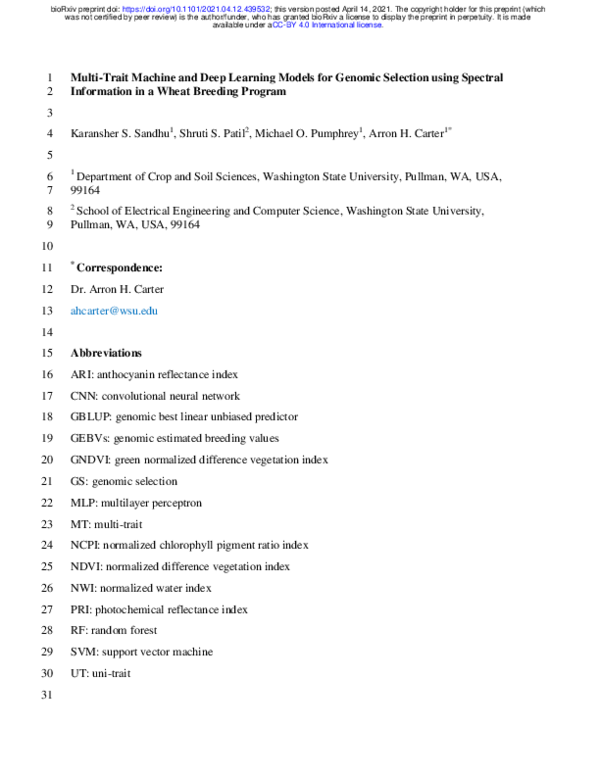 (PDF) Multi-Trait Machine and Deep Learning Models for Genomic ...