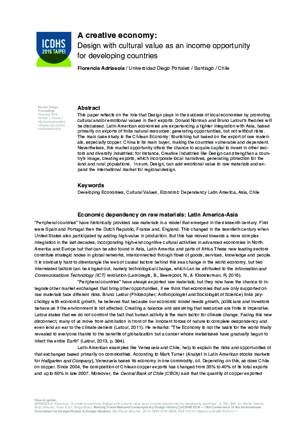 (PDF) A creative economy: Design with cultural value as an income ...