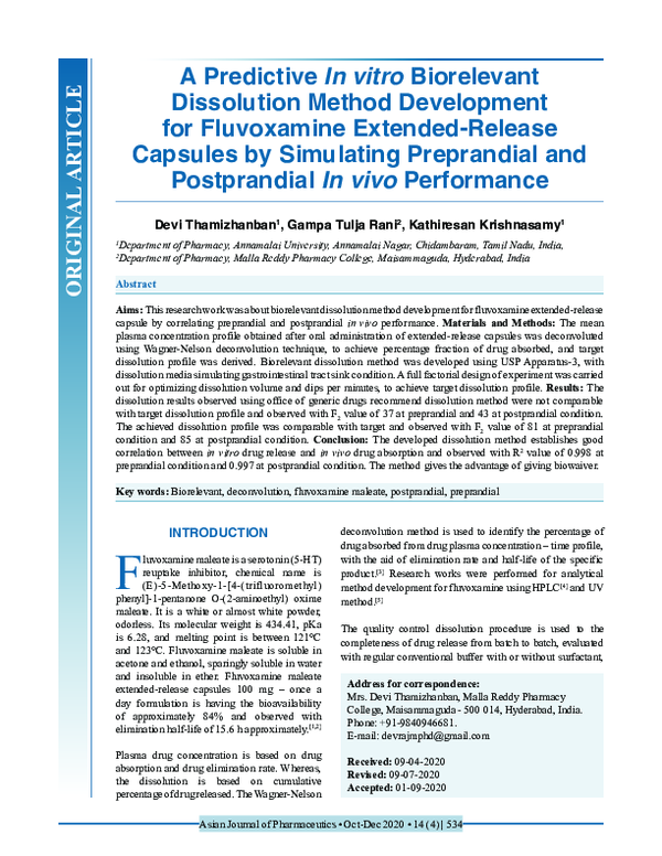(PDF) A Predictive In vitro Biorelevant Dissolution Method Development ...