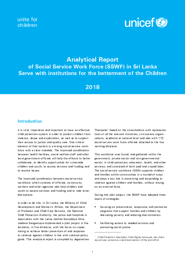 (PDF) Analytical SSWF Report SSWF UNICEF