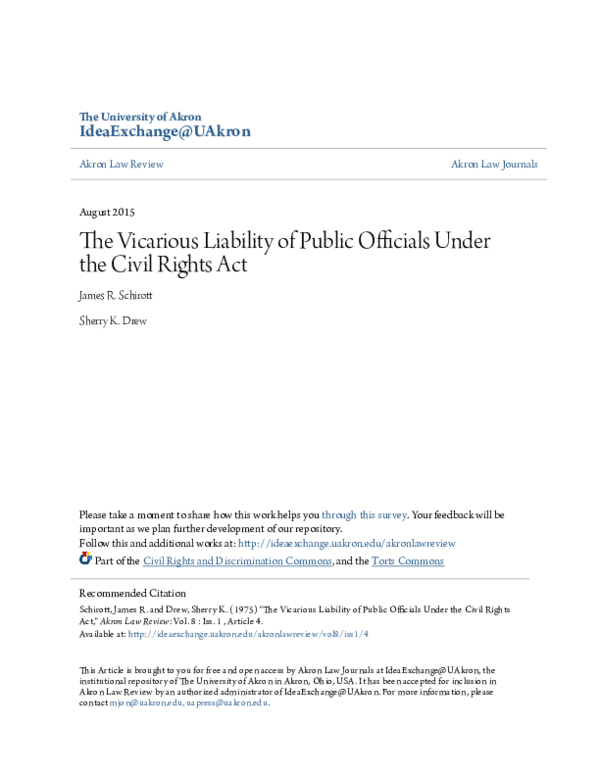 (PDF) The Vicarious Liability of Public Officials Under the Civil ...
