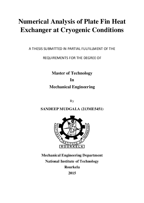 (PDF) Numerical Analysis of Plate Fin Heat Exchanger at Cryogenic ...