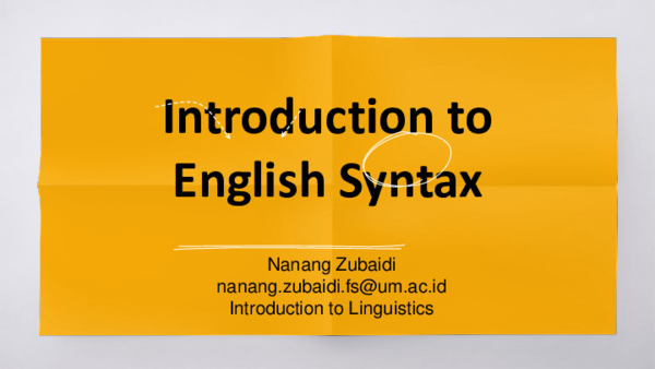 (PDF) Introduction to English Syntax