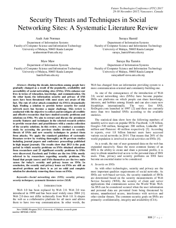 (PDF) Security Threats and Techniques in Social Networking Sites: A ...