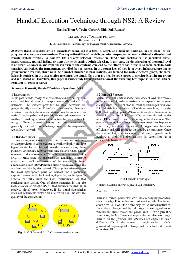 Pdf Handoff Execution Technique Through Ns2 A Review