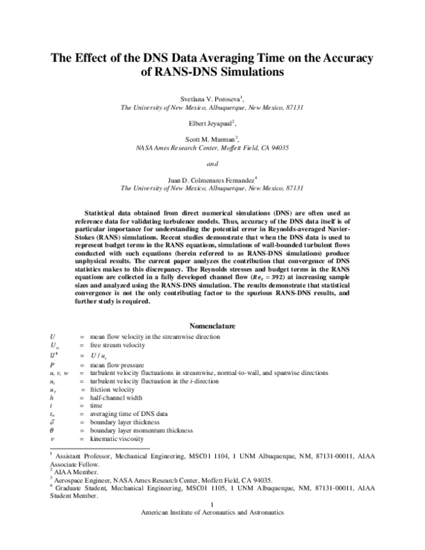 (PDF) RANS Simulations of a Channel Flow with a New Velocity/Pressure ...