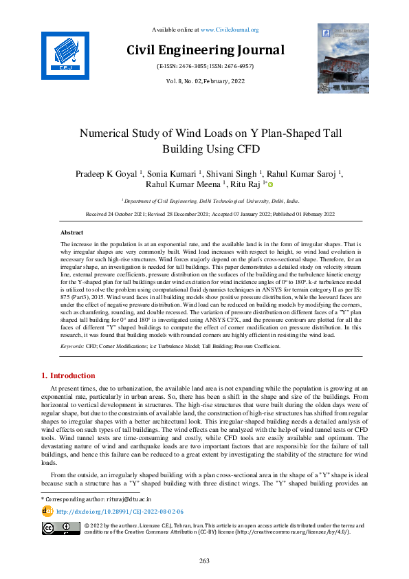 (PDF) Numerical Study of Wind Loads on Y Plan-Shaped Tall Building ...