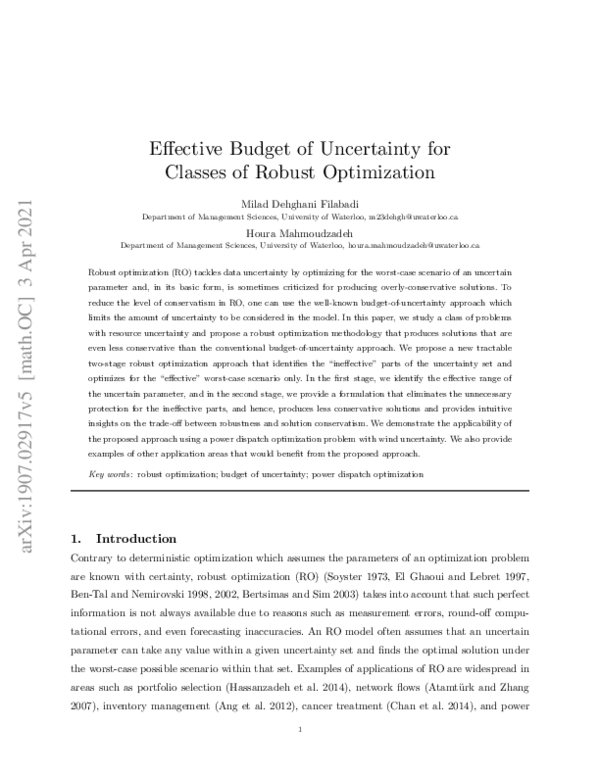 (PDF) A generalized robust optimization approach for right-hand-side ...