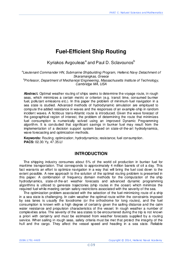(PDF) Fuel-Efficient Ship Routing