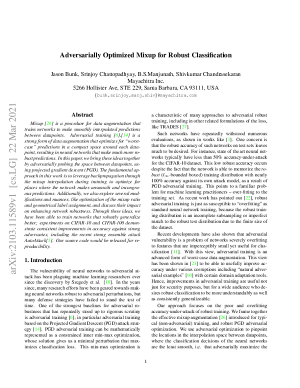 (PDF) Adversarially Optimized Mixup for Robust Classification