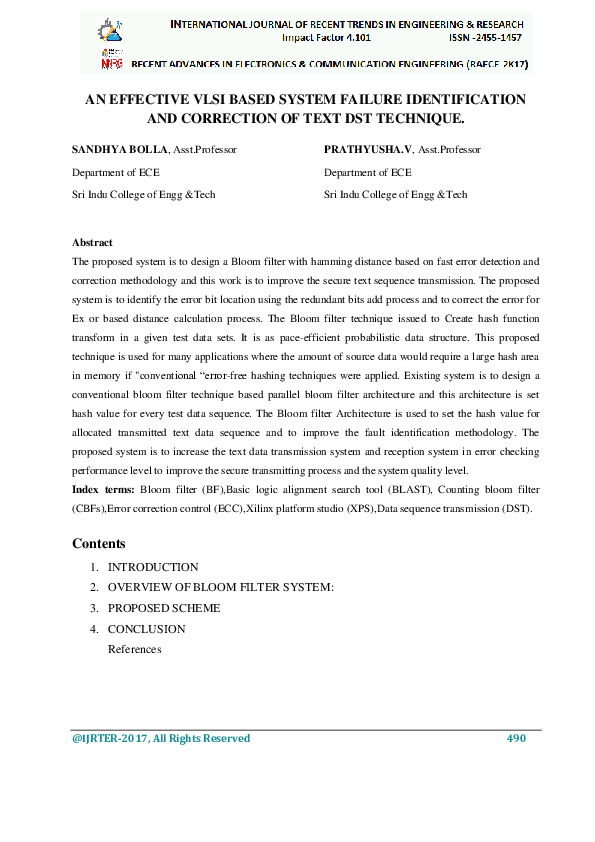 (PDF) An Effective Vlsi Based System Failure Identification and ...