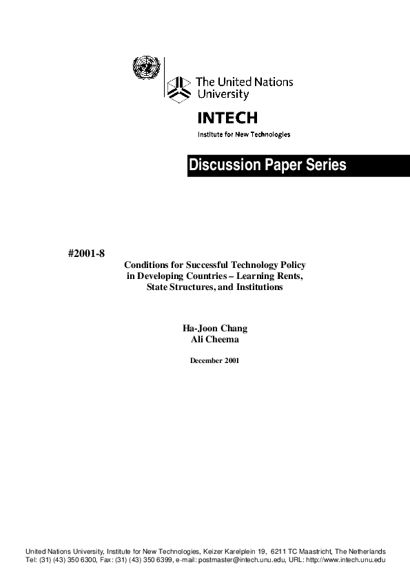(PDF) Conditions for successful technology policy in developing ...