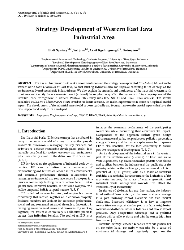 (PDF) Strategy Development of Western East Java Industrial Area