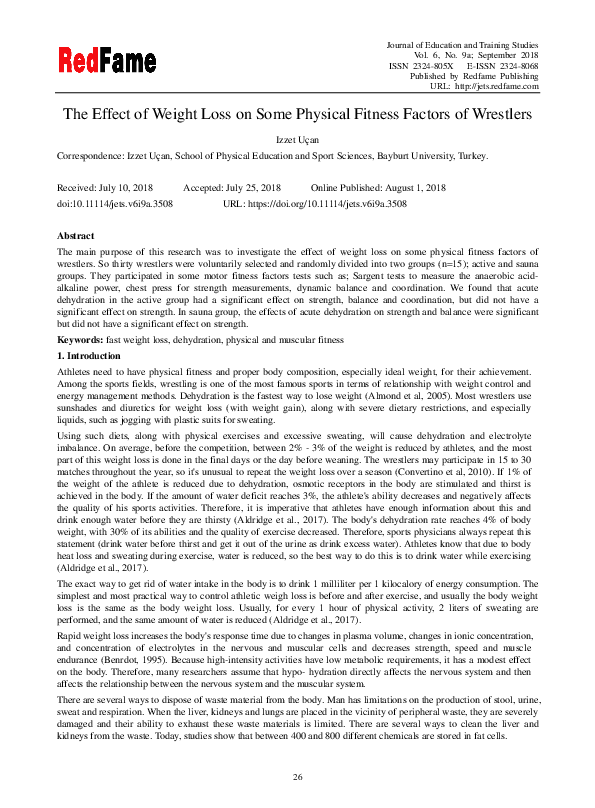 (PDF) The Effect of Weight Loss on Some Physical Fitness Factors of ...