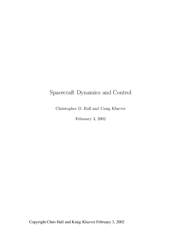 (PDF) Spacecraft Dynamics and Control
