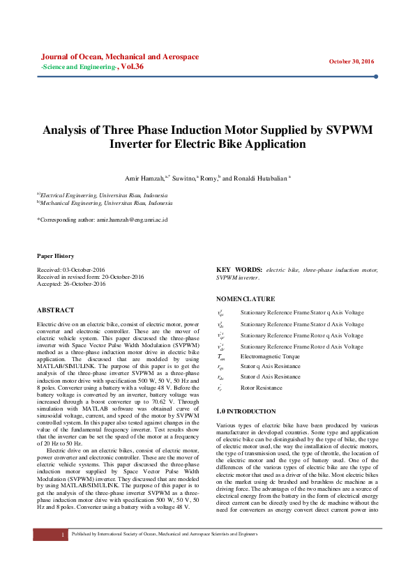 (PDF) Analysis of Three Phase Induction Motor Supplied by SVPWM ...