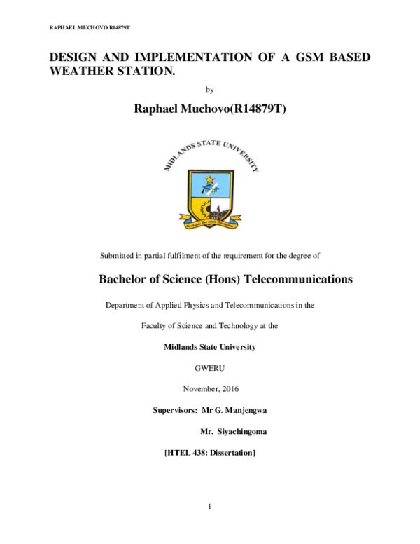 (PDF) Design and implementation of a GSM based weather station