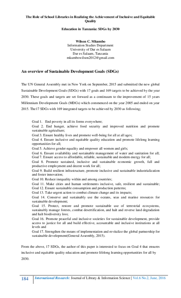 (PDF) The Role of School Libraries in Realizing the Achievement of ...