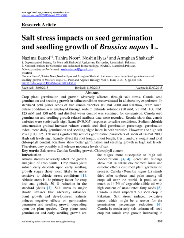 (PDF) Salt stress impacts on seed germination and seedling growth of ...