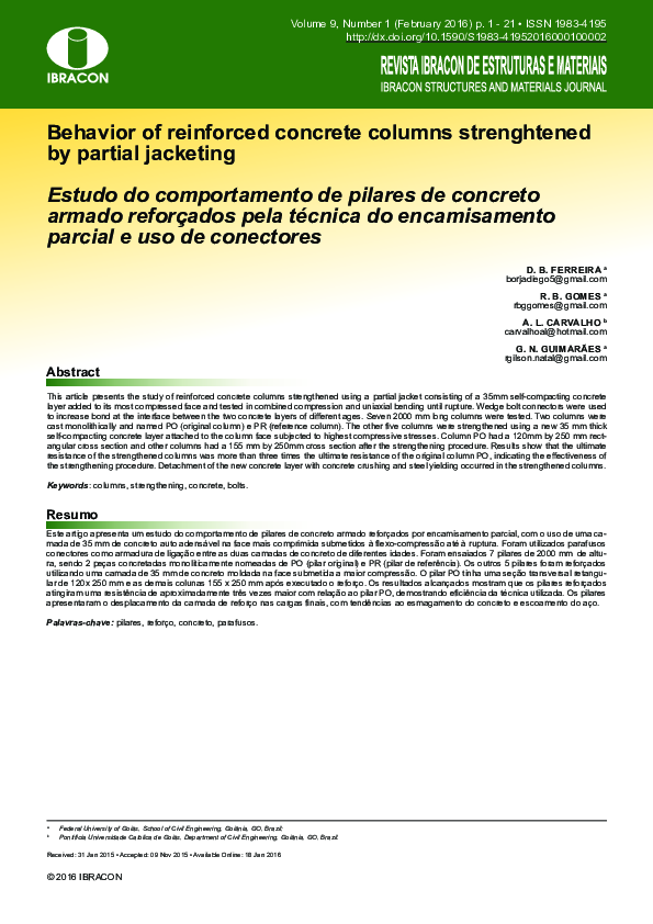 (PDF) Behavior of Reinforced Concrete Columns Strengthened by GFRP with ...