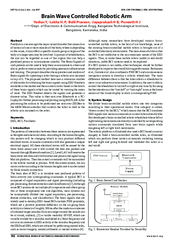 Pdf Brainwave Controlled Robotic Arm