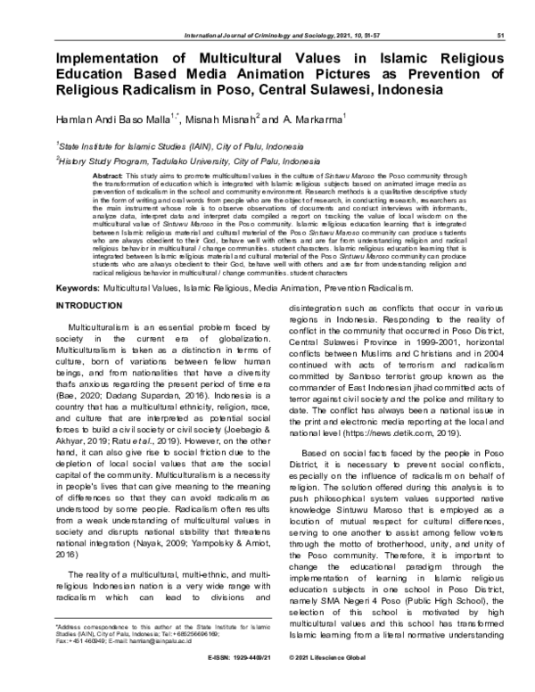 (PDF) Implementation of Multicultural Values in Islamic Religious ...