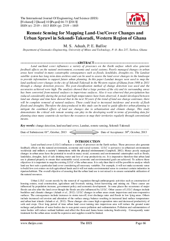 (PDF) Remote Sensing for Mapping Land-Use/Cover Changes and Urban ...
