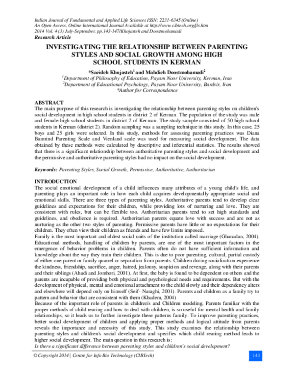 (PDF) Investigating the Relationship Between Parenting Styles and ...