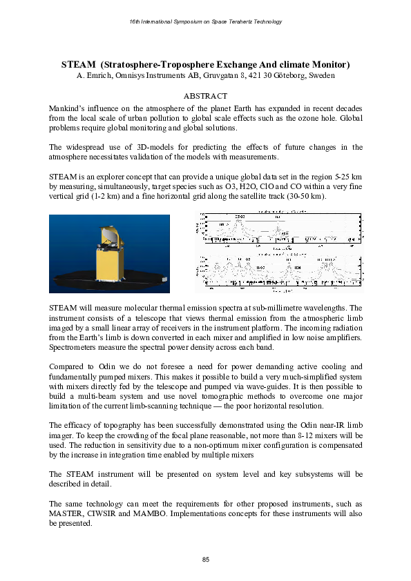 (PDF) STEAM (Stratosphere-Troposphere Exchange And climate Monitor)