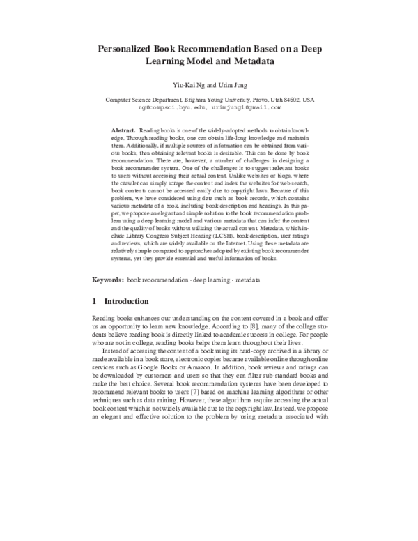(PDF) Personalized Book Recommendation Based on a Deep Learning Model ...