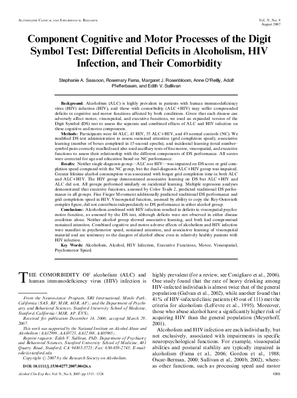 (PDF) Component Cognitive and Motor Processes of the Digit Symbol Test ...