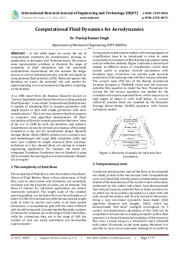 (PDF) Computational Fluid Dynamics for Aerodynamics