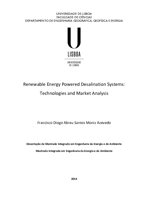(PDF) Renewable Energy Powered Desalination Systems: Technologies and ...