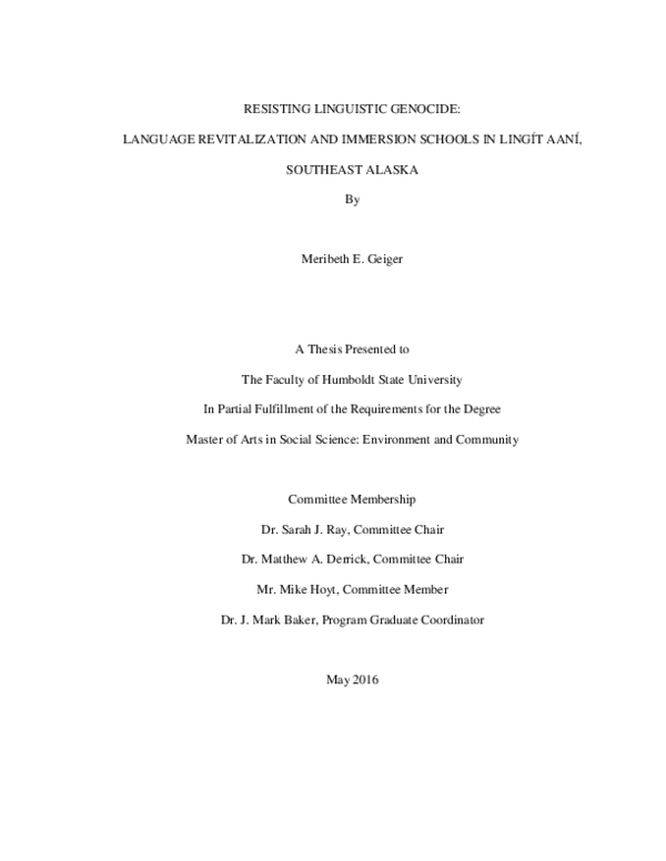 (PDF) Resisting linguistic genocide: language revitalization and ...
