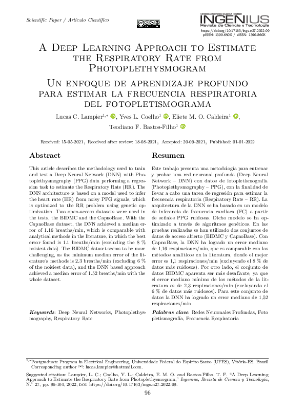 (PDF) A Deep Learning Approach to Estimate the Respiratory Rate from ...
