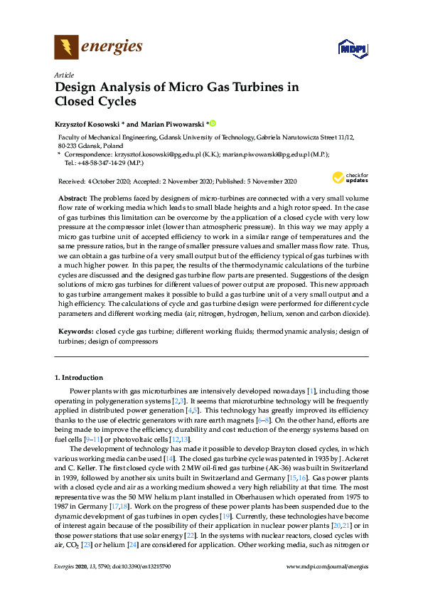 (PDF) Design Analysis of Micro Gas Turbines in Closed Cycles