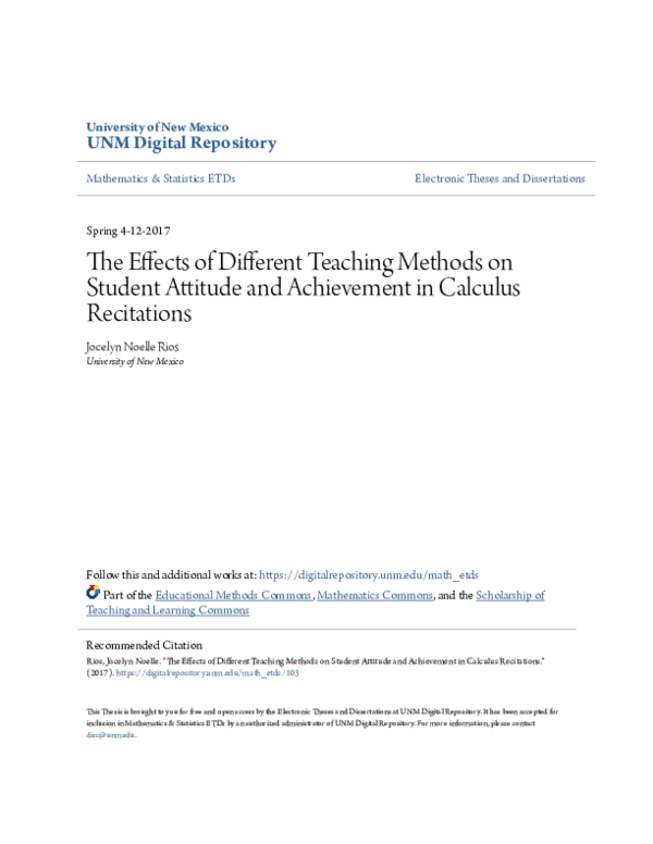 (PDF) The Effects of Different Teaching Methods on Student Attitude and ...