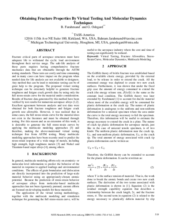 (PDF) Obtaining Fracture Properties by Virtual Testing and Molecular ...