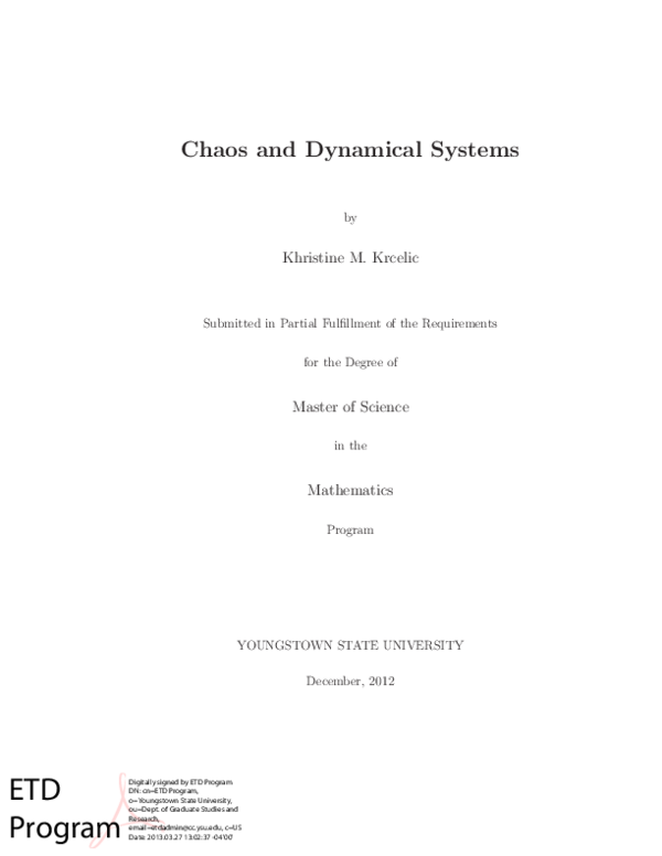 (PDF) Chaos and Dynamical Systems