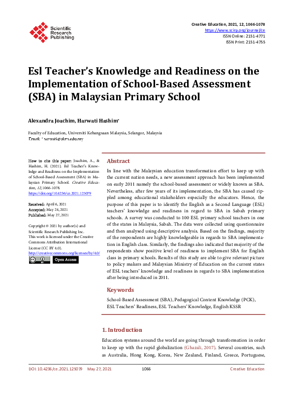 (PDF) Esl Teacher’s Knowledge and Readiness on the Implementation of ...