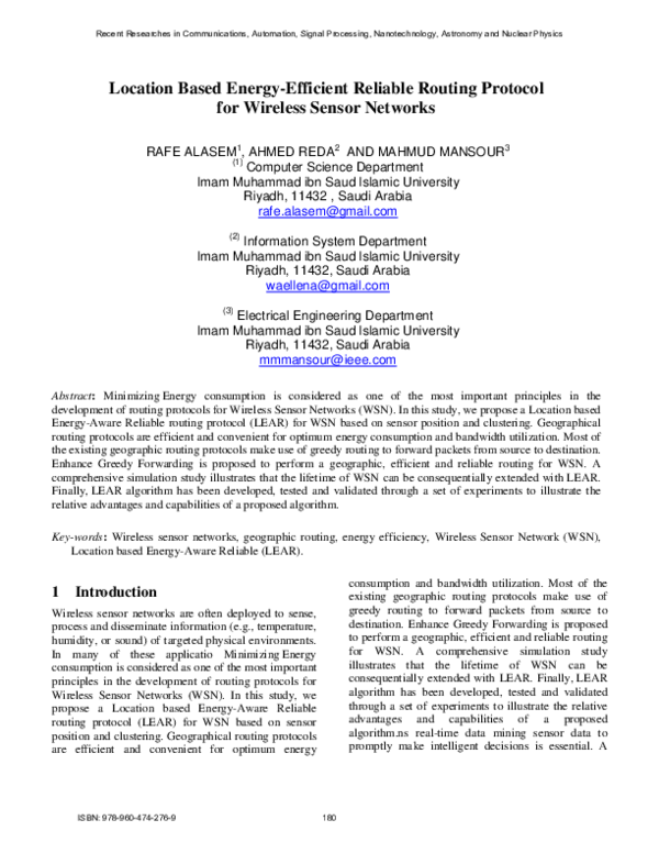 (PDF) Location based energy-efficient reliable routing protocol for ...