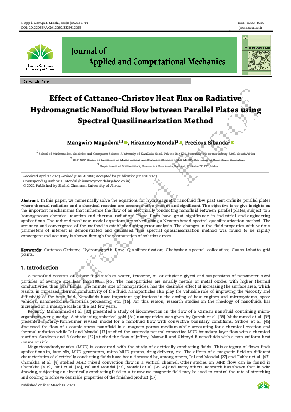 (PDF) Effect of Cattaneo-Christov heat flux on radiative hydromagnetic ...