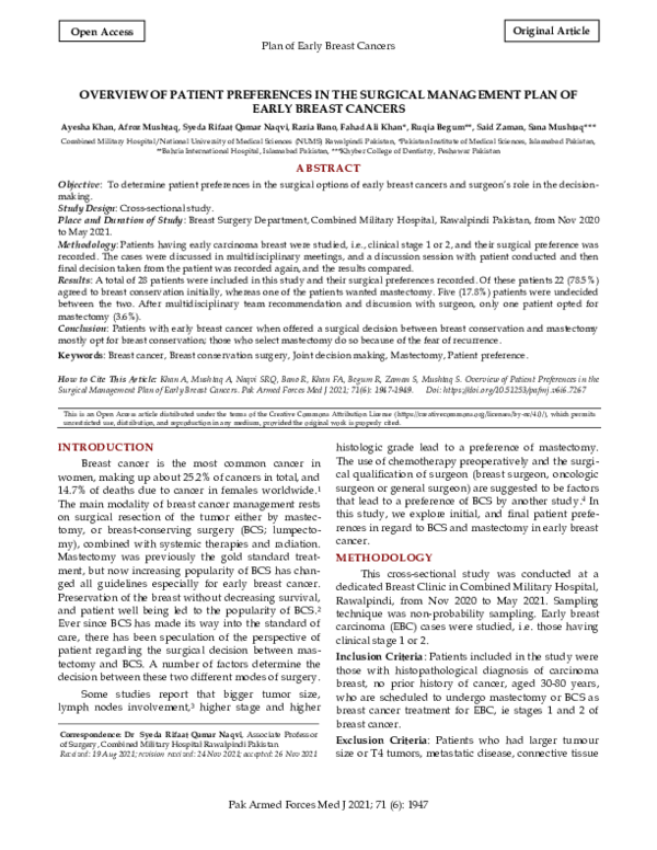 (PDF) Overview of Patient Preferences in the Surgical Management Plan ...