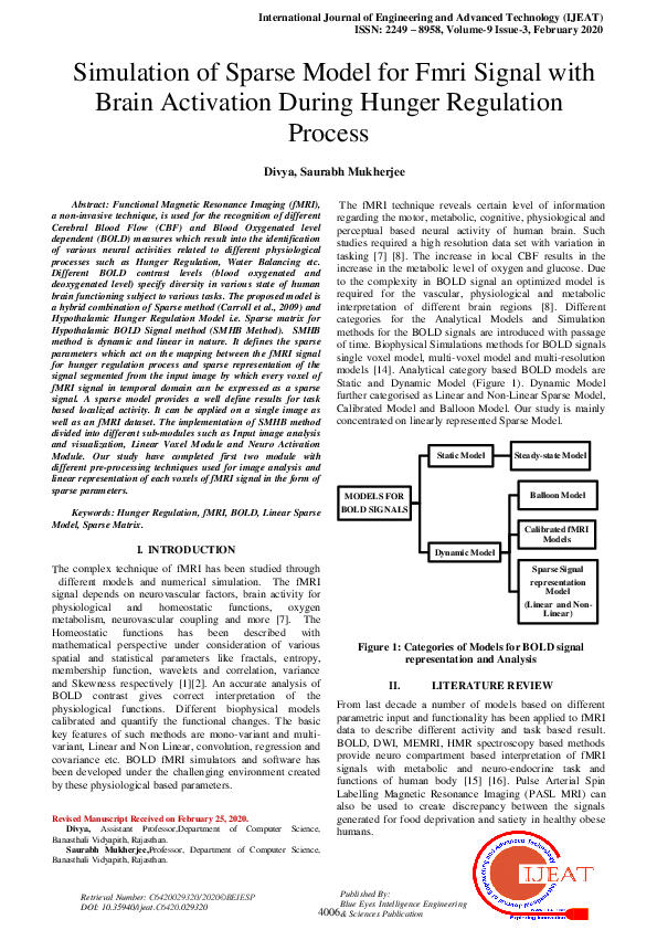 (PDF) Simulation of Sparse Model for Fmri Signal with Brain Activation ...