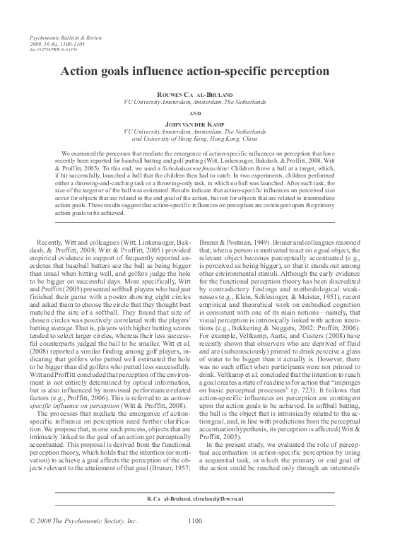 (PDF) Action goals influence action-specific perception