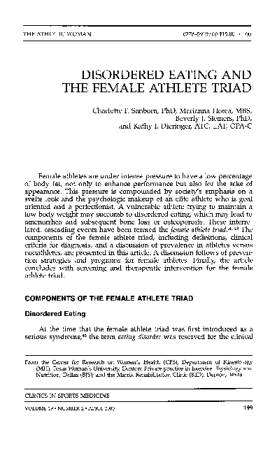 (PDF) Disordered eating and the female athlete triad