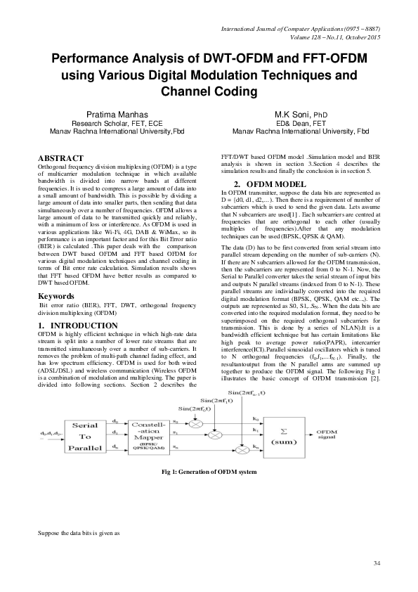 (PDF) using Various Digital Modulation Techniques and Channel Coding