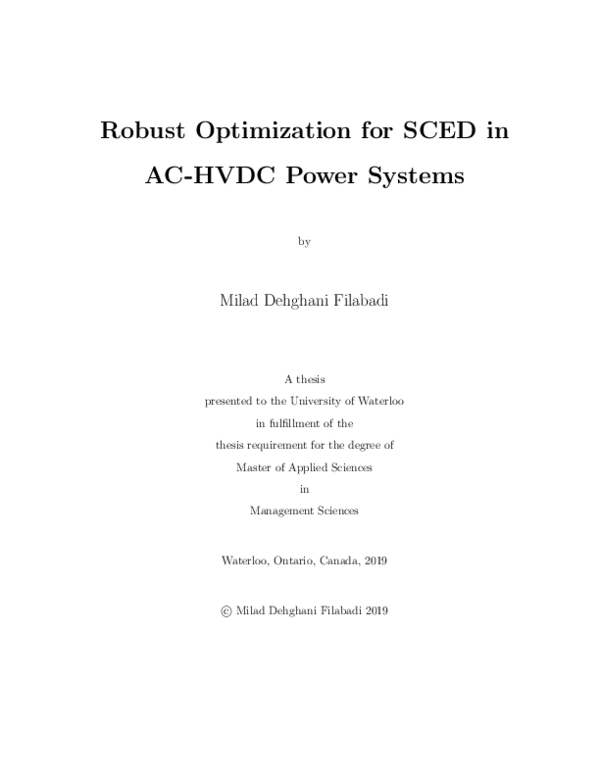 (PDF) Robust Optimization for SCED in AC-HVDC Power Systems